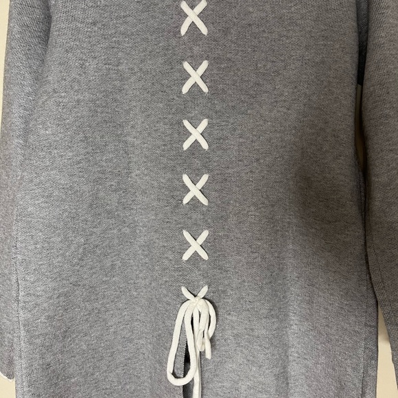 NWT! Coco Y Club Grey Hooded Knit Jacket / Bow Detail (S) - Picture 4 of 4